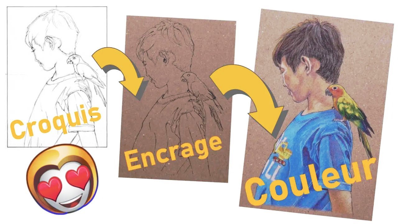 DESSINER AU CRAYON DE COULEUR SUR PAPIER BRUN - ÉTAPES DÉBUTANT