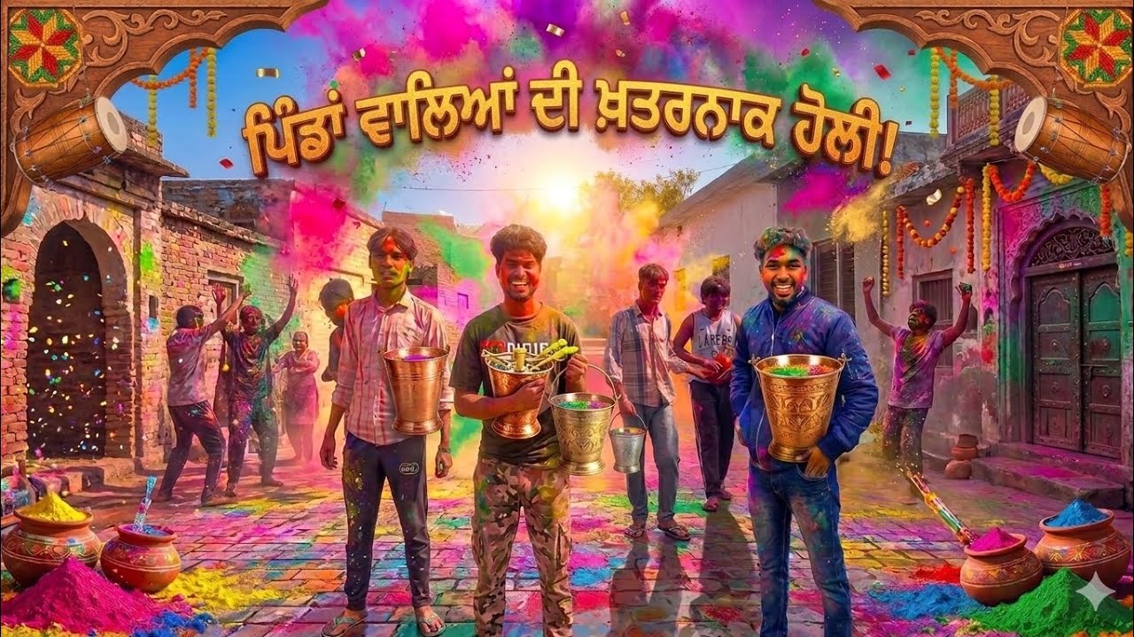ਪਿੰਡਾਂ ਵਾਲੀ ਹੋਲੀ - ਰੰਗਾਂ ਦੀ ਮੌਜ!😄  #happyholi2026 #youtubefamily 