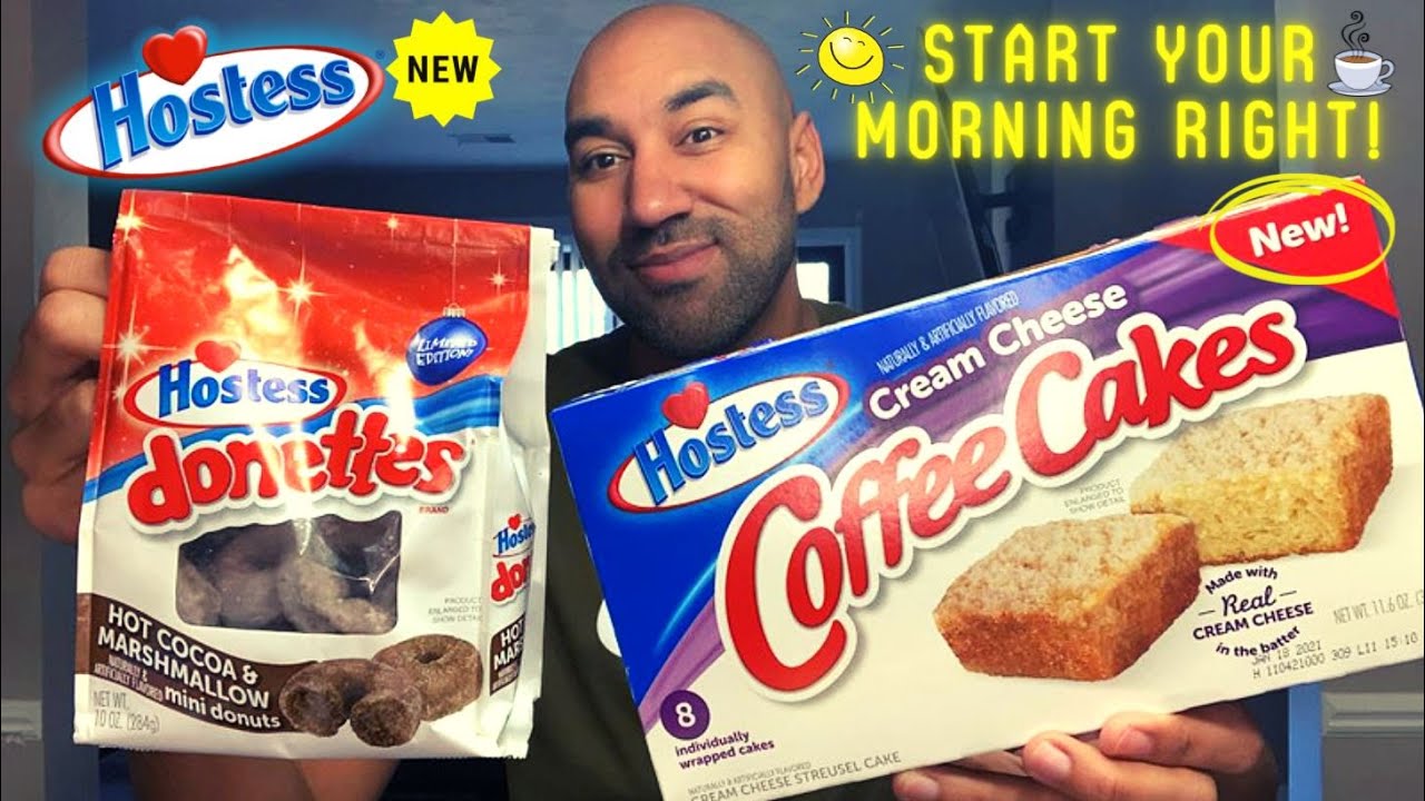 New Hostess Cream Cheese Coffee Cakes AND Donettes Hot Cocoa & Marshmallow Mini Donuts ☕🍩