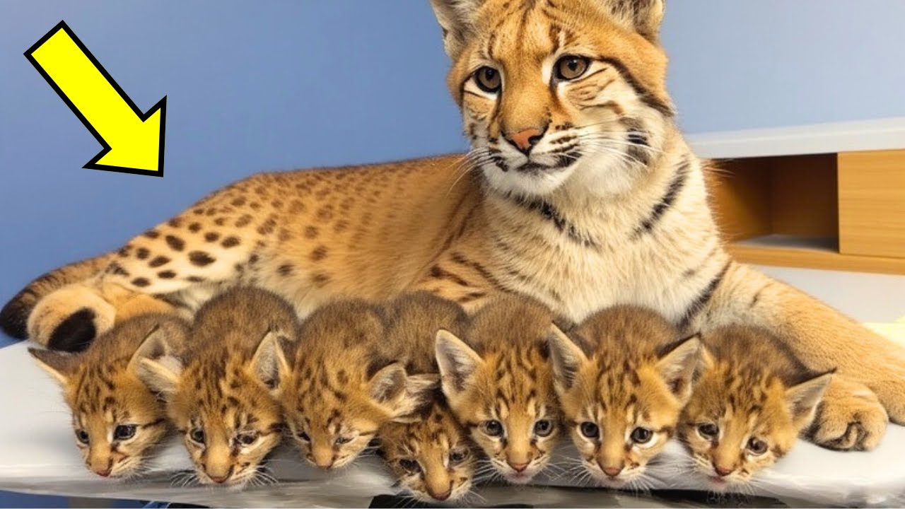 Bobcat Gave Birth to 6 Cubs. Vet Screamed in Shock When He Saw What Came Out!