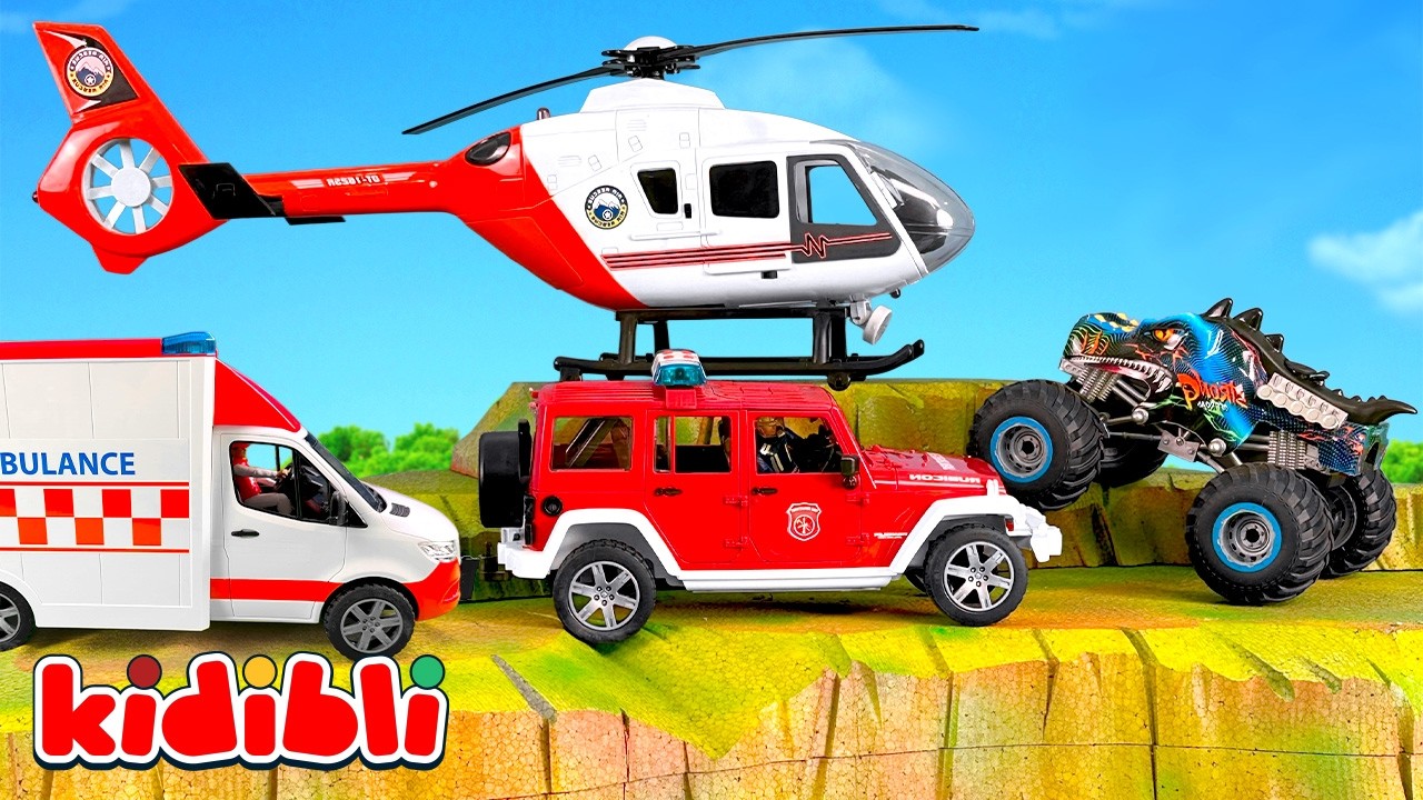 Policjanci Ścigają Samochód, Strażacy Gaszą Pożar! 🚓 Zabawki dla Dzieci 🚒 Bajka dla Dzieci | Kidibli