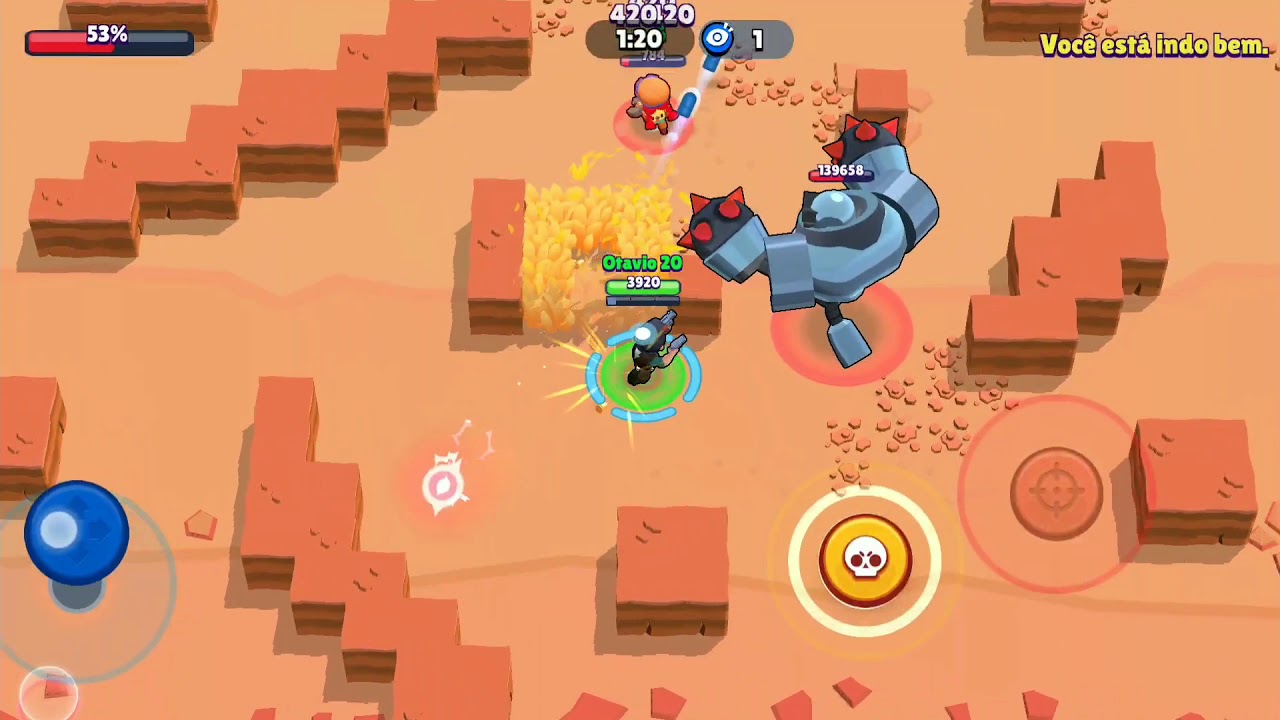 Gameplay de Ca&ccedil;a Ao Chefe no modo . Brawl Stars.