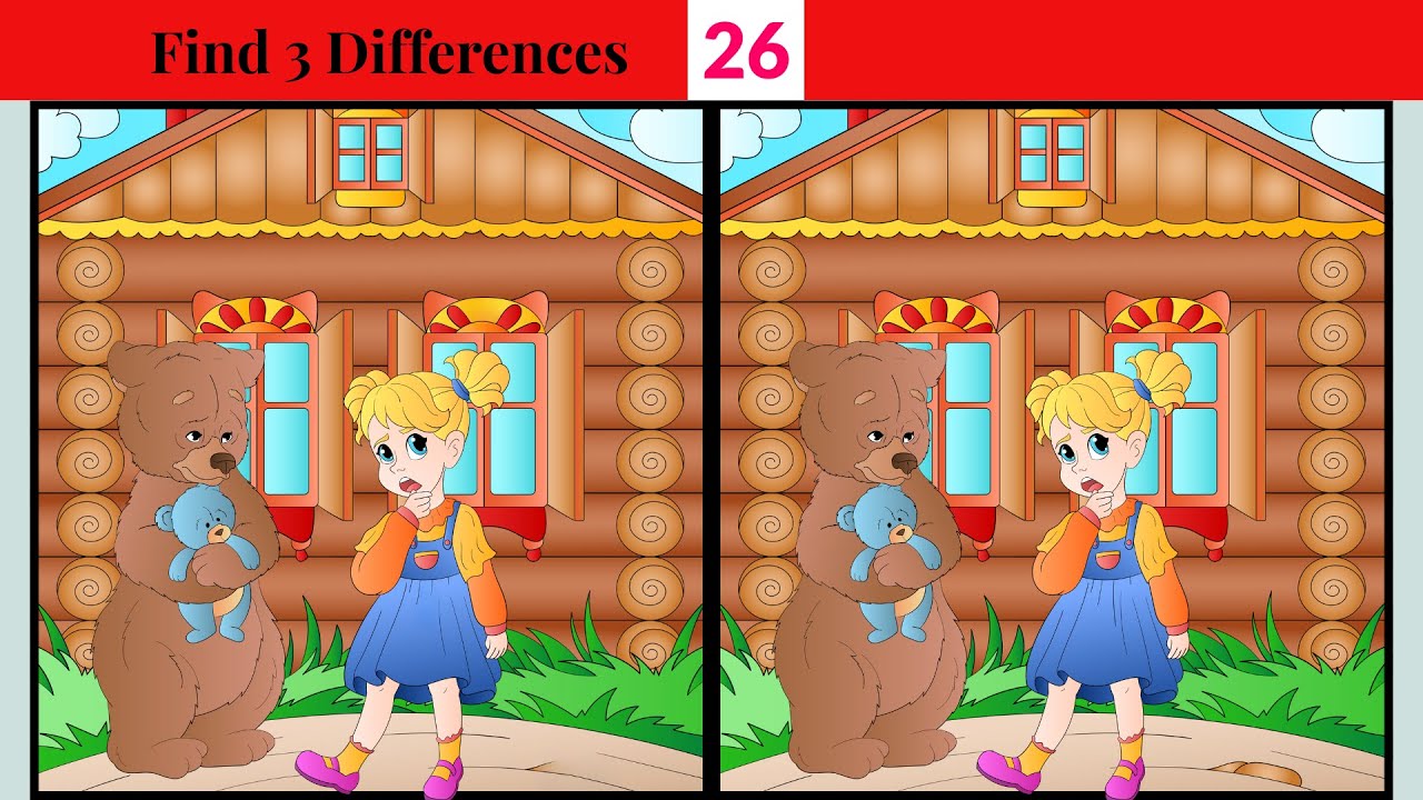 Easy to Hard Find the Difference the Bear Family and the Blond Visitor