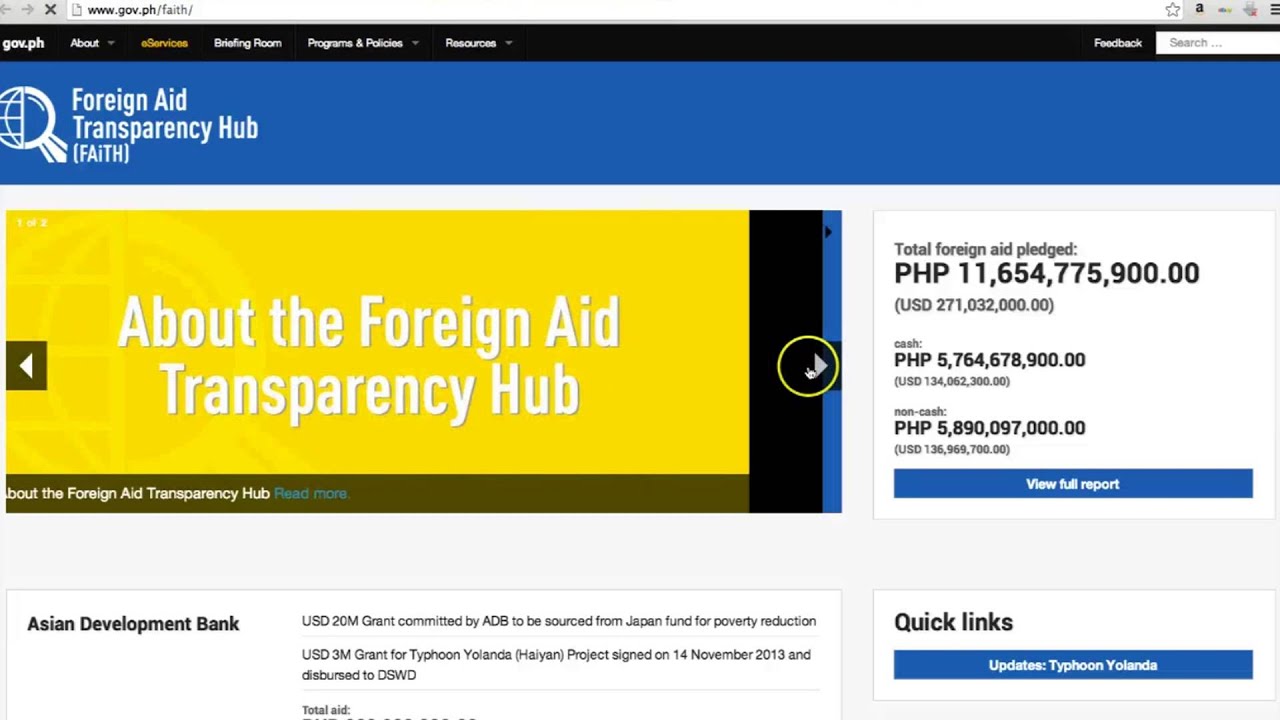 Page tour: FAiTH (the Foreign Aid and Transparency Hub)