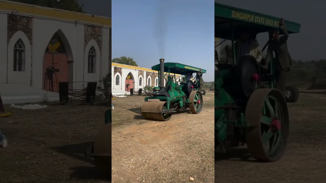 The incredible 110 year old steam powered road roller😎😭😀😂