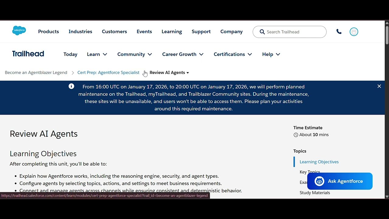 Review AI Agents - Cert Prep: Agentforce Specialist - Become an Agentblazer Legend Trailhead