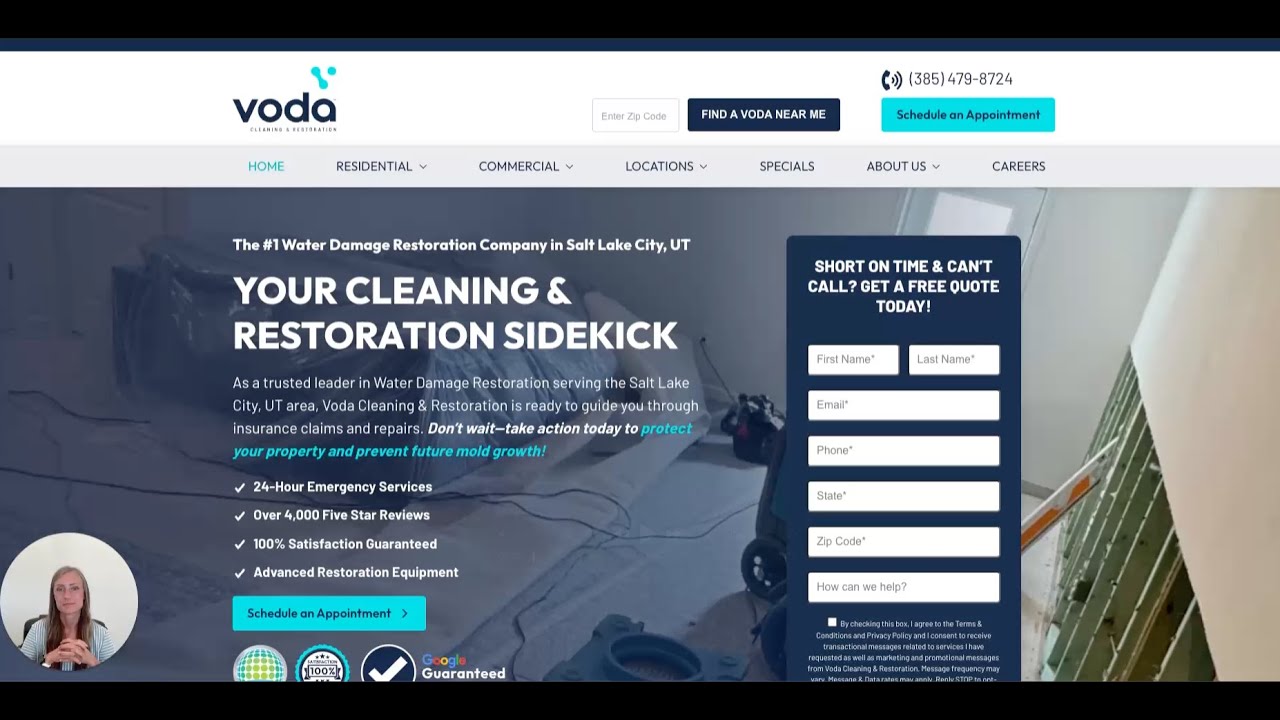 Voda Cleaning & Restoration of Salt Lake  - Website Review