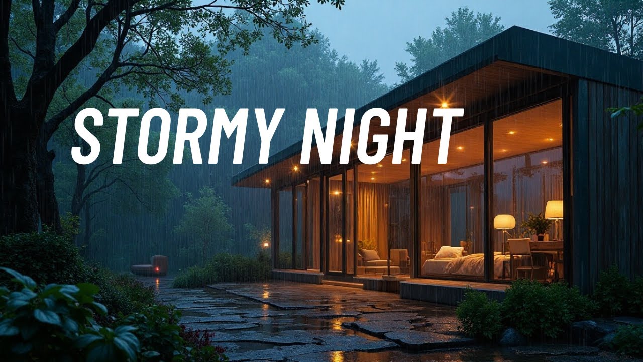 Cozy Modern House in a Storm &ndash; Heavy Rain, Thunder & Lightning Ambience