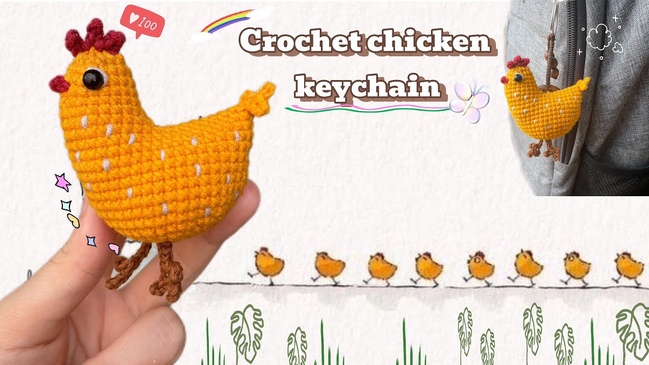 🐓 Wow amazing 🐓 crochet chicken keychain very easy  #crochetanywhere