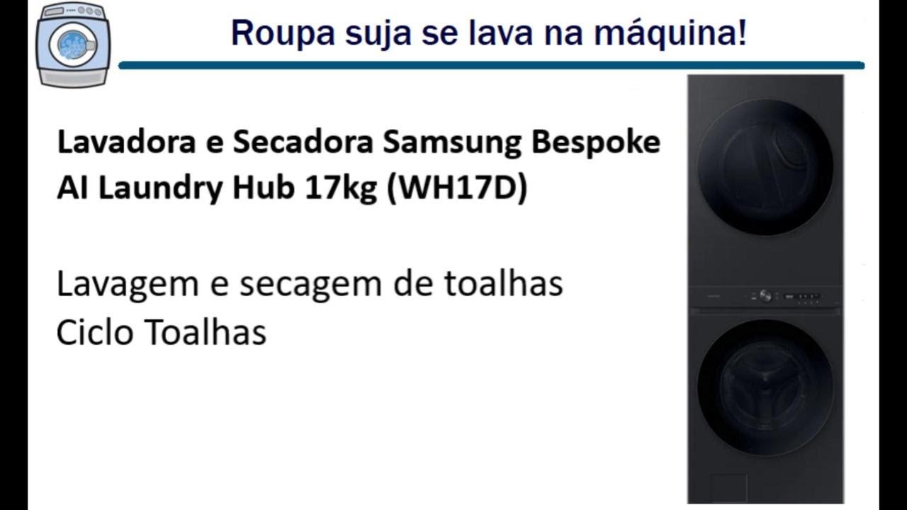 Samsung Bespoke AI Laundry Hub 17kg (WH17D) - Lavagem e secagem de toalhas