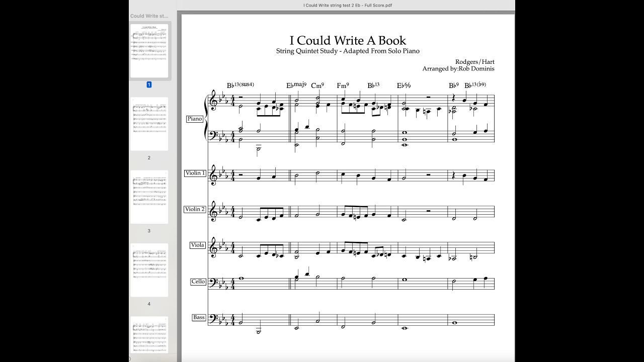 I Could Write A Book - String Quintet Study