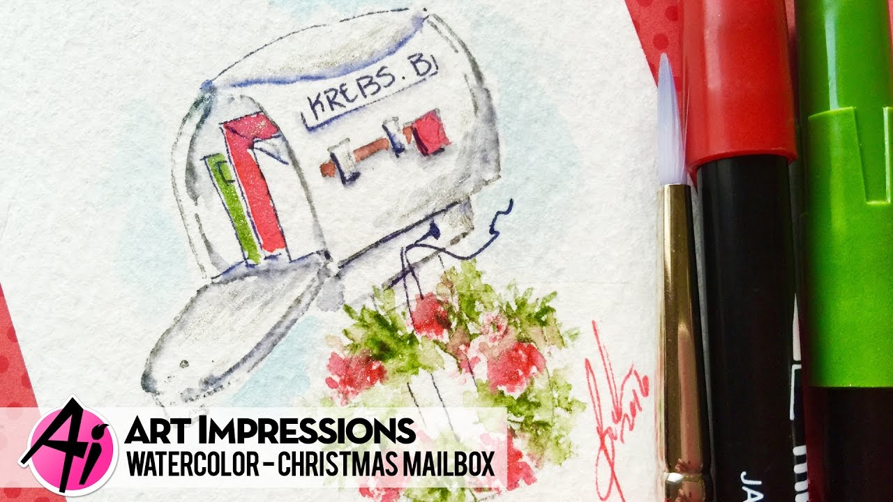 Ai Watercolor - Christmas Mailbox