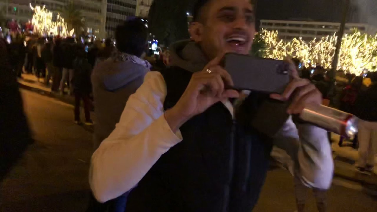 Athens syntagma square celebration off new year 2022 Happy new year everyone