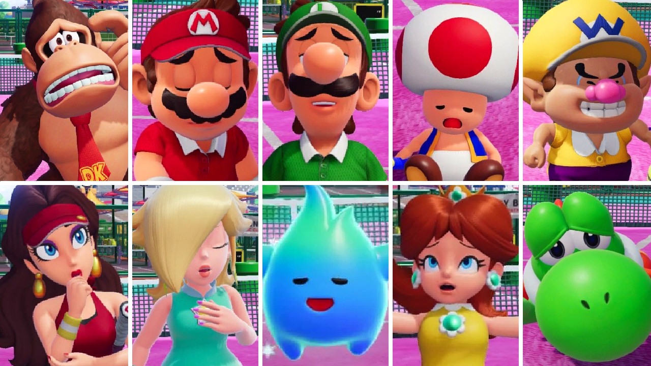Mario Tennis Fever - All Characters Losing Animations