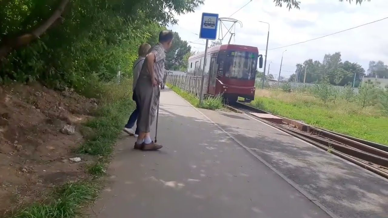 KAZAN TRAM! Казань. Маршрут трамвая №3, ул.Глазунова - Ж/Д Вокзал, трамвай 71-407-01 №1114