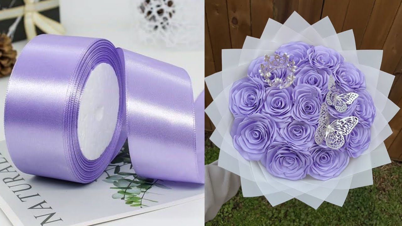 Ribbon Flowers bouquet| DIY Ribbon bouquet 💐 | Ribbon Flowers Bouquet Tutorial  #diy #tutorial