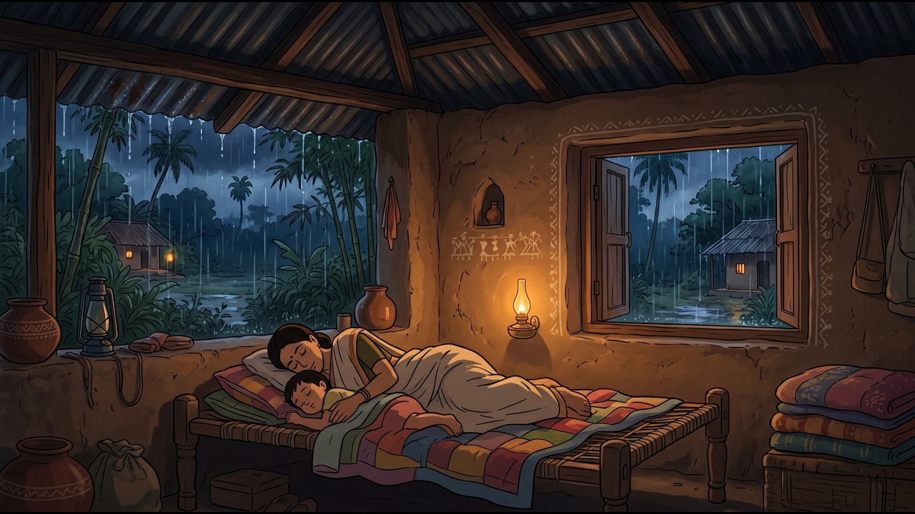 1990s Village Monsoon Night &mdash; Father Coming Home in the Storm 🌧️ | Ghibli Style Indian Village ASMR