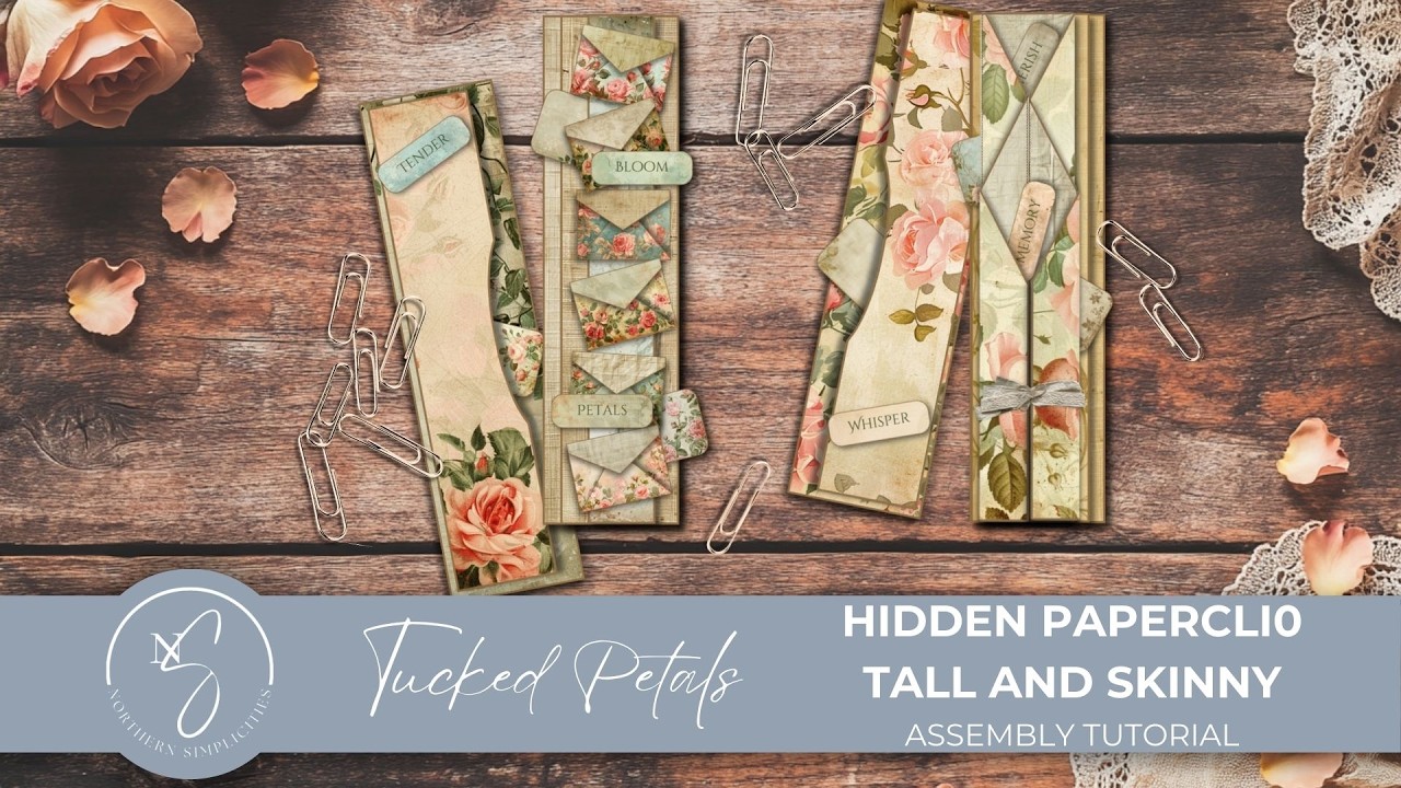 Tucked Petals Tall Hidden Paperclip Mini Envelope and Accordion Belly Bands for Junk Journal