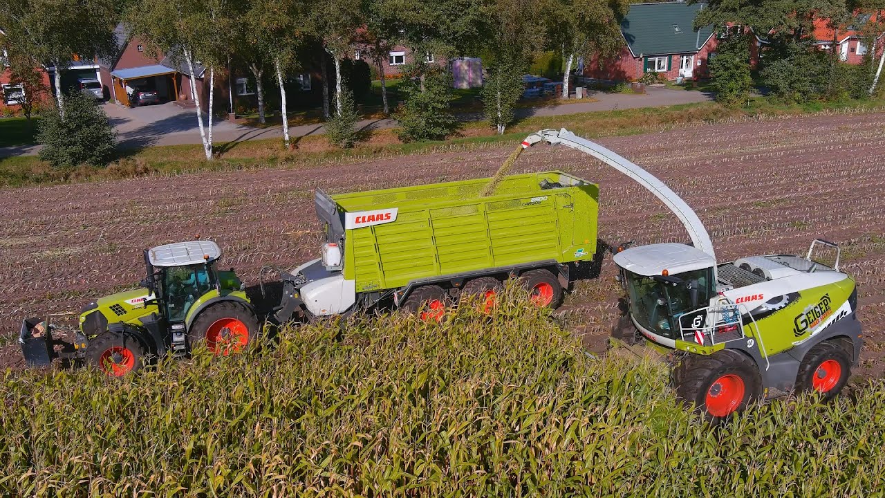 Mais 2022 : Geiger Agrar | Black Claas Axions | Claas Jaguar | Mais häckseln | John Deere 6250R | 4K