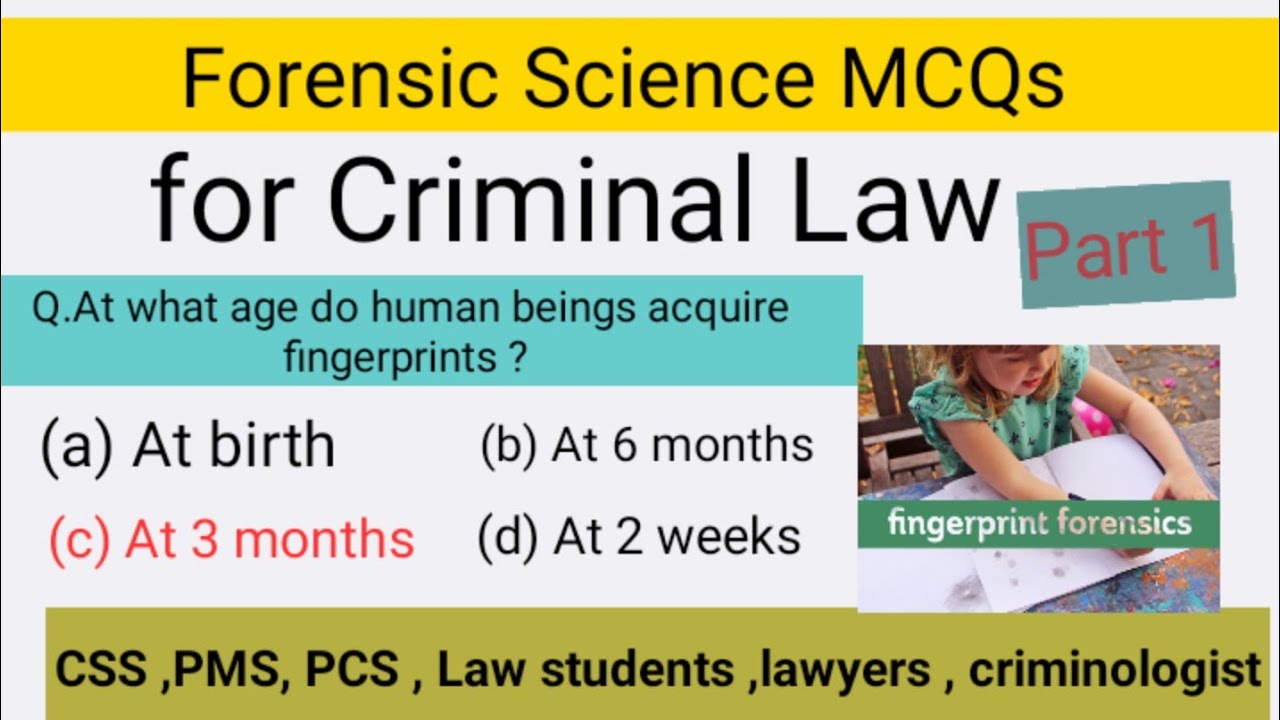 Forensic Science MCQs For criminal Law |CSS|PMS|PCS, law students &Lawyers |Criminology MCQs.