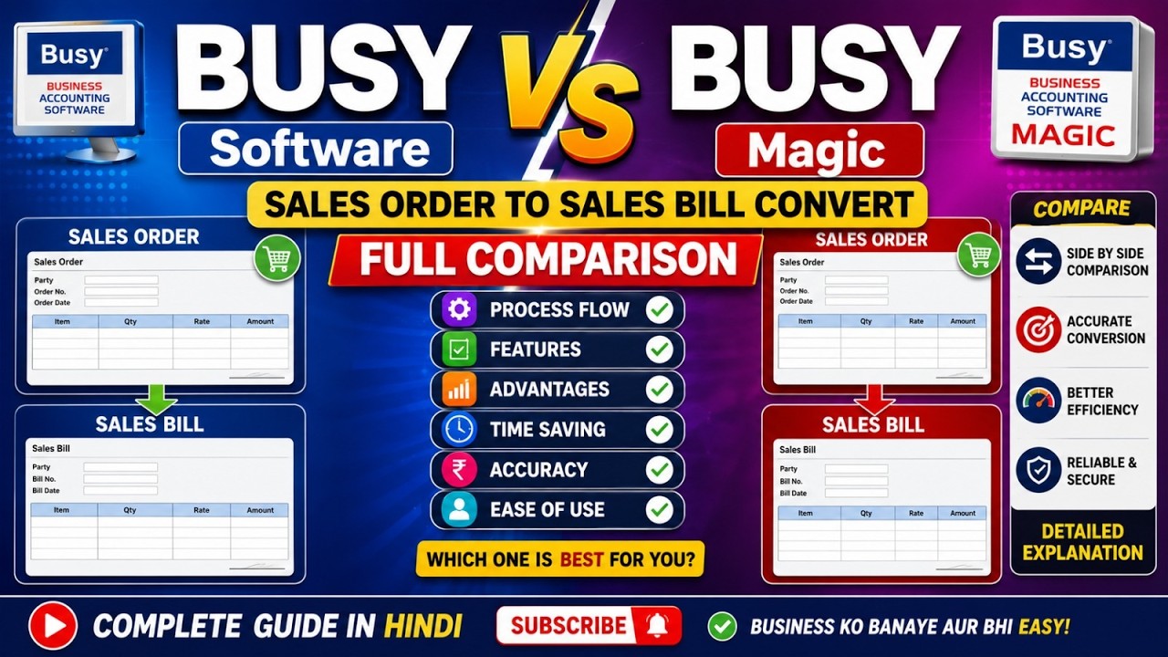 BUSY Software vs. BUSY Magic | How to Convert Sales Orders to Sales Bills | Full Comparison