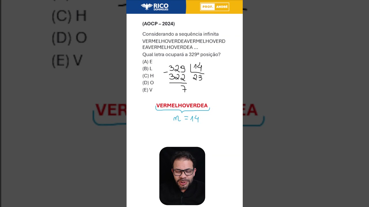 AOCP 2024 - Sequ&ecirc;ncia - quest&atilde;o de concursos