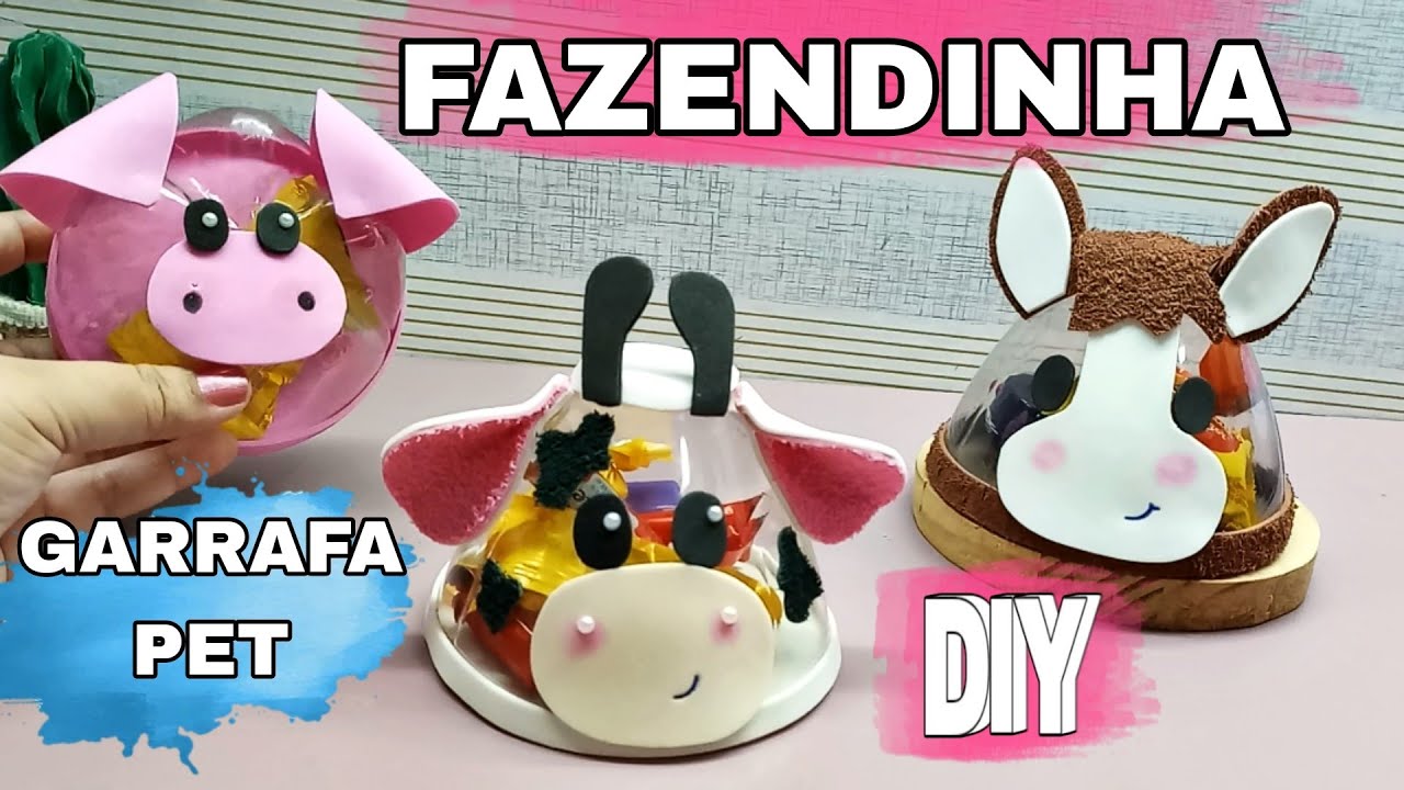 3 Lembrancinha tema Fazendinha de Garrafa PET