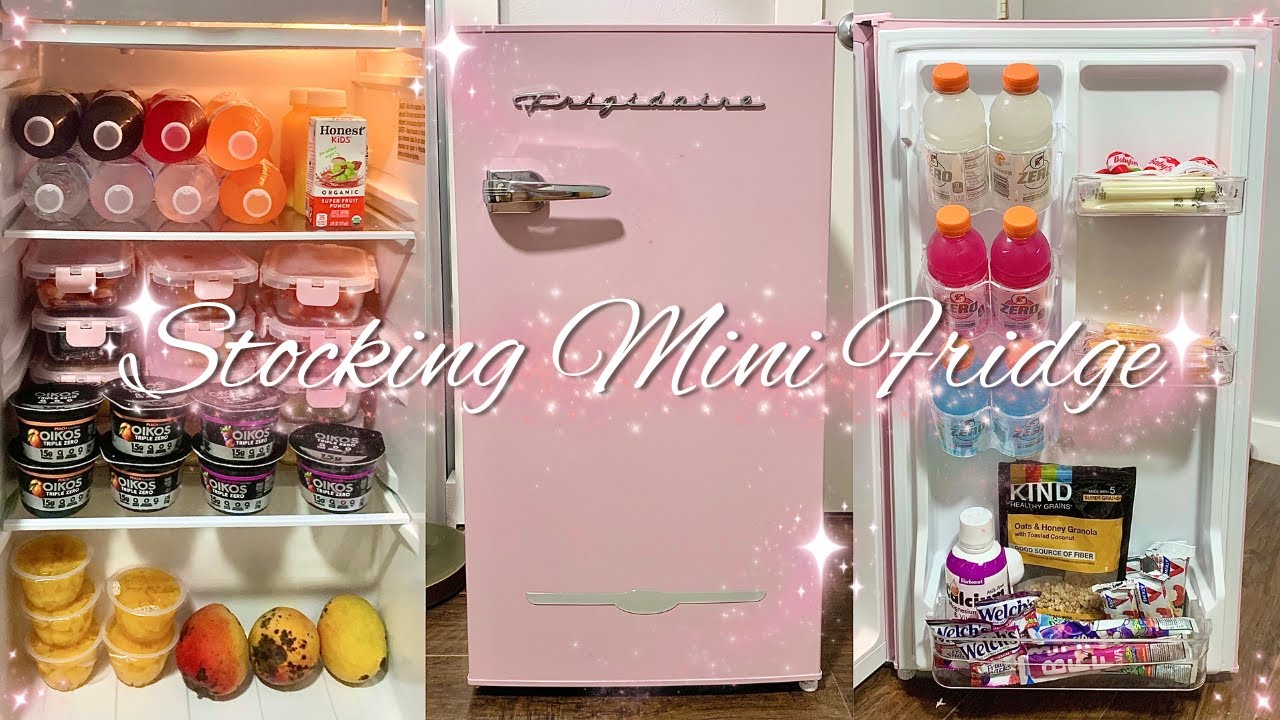 Stocking My NEW Pink Frigidaire Mini Fridge 💗✨ + Links
