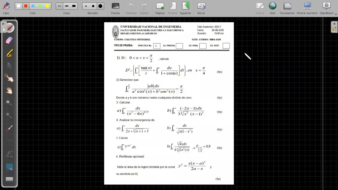 PRACTICA CALIFICADA DE LA FACULTAD DE INGENIERÍA ELÉCTRICA Y ELECTRÓNICA. UNI PERÚ, pregunta 2.