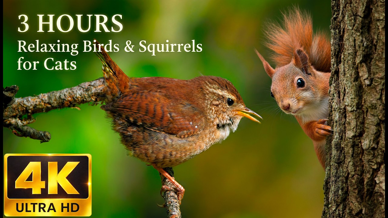 Birds & Squirrels in the Forest 🌿 | 3 Hours of Calm Nature Sounds |  Cat TV