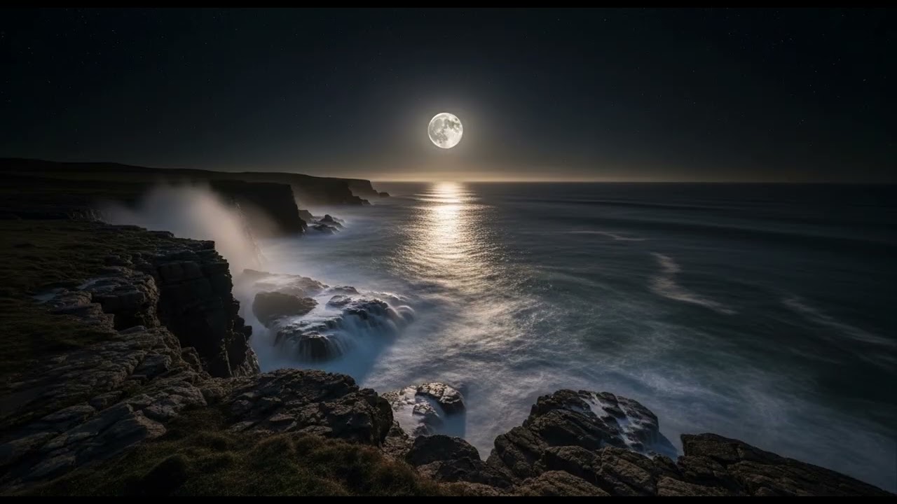 Calm Relaxing Night Music 🌙 Ocean Waves & Moonlight | 8 Hours Deep Sleep, Relaxation & Meditation