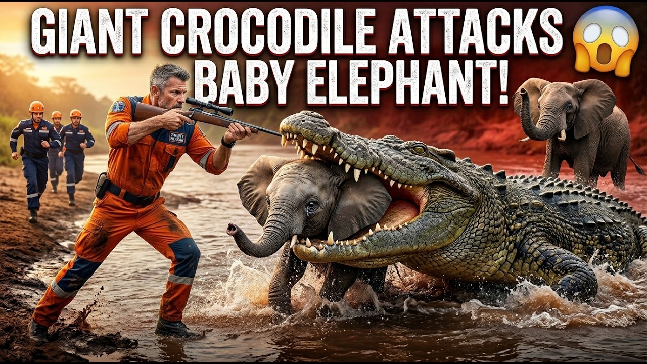 Heroic Rescue Team Saves Baby Elephant from a GIANT Crocodile Attack! 😱🐘