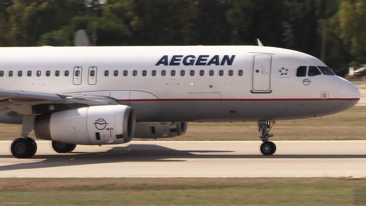 Airbus A320 Shortfield Takeoff at Airshow - Full TOGA Power - AEGEAN @ Athens Flying Week Airshow