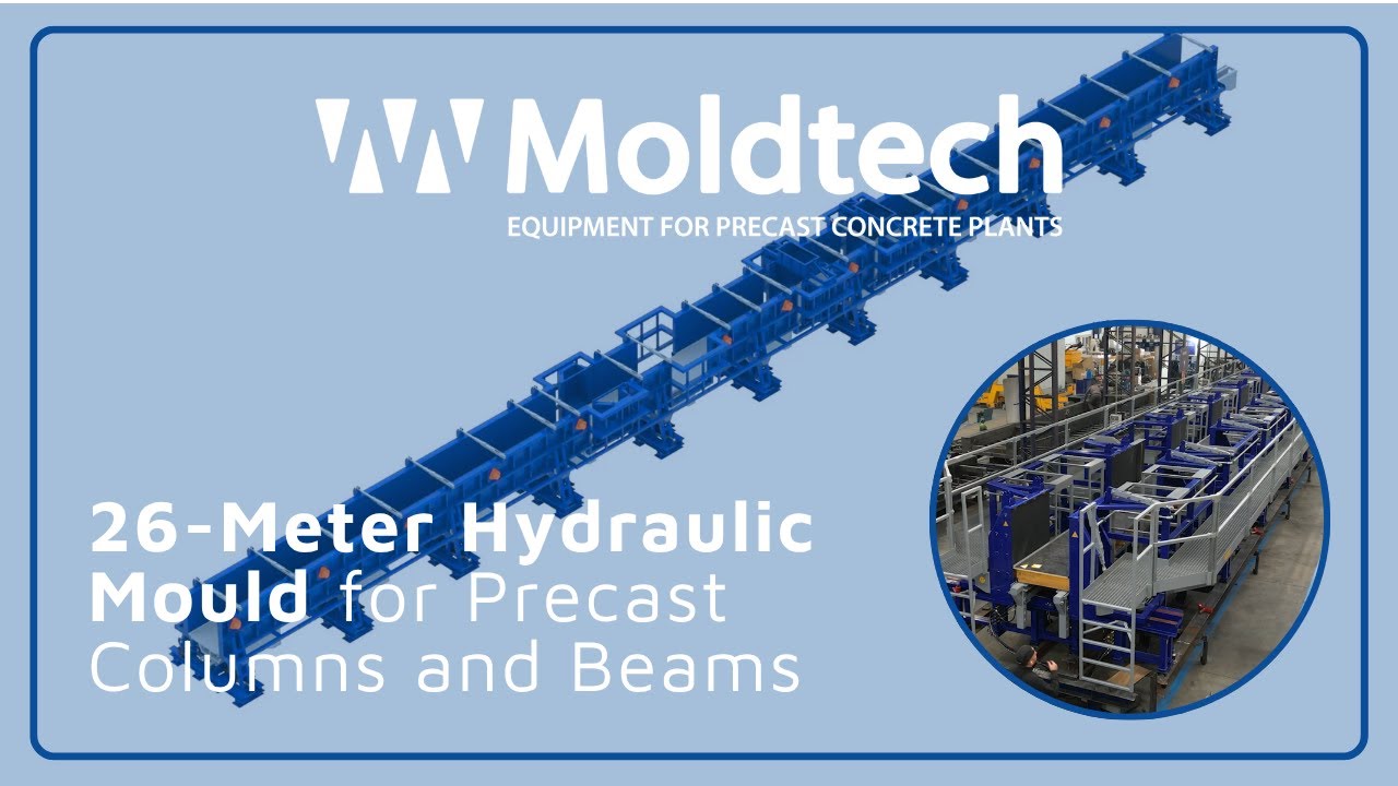 26-Meter Hydraulic Mould for Precast Columns and Beams | Moldtech S.L.