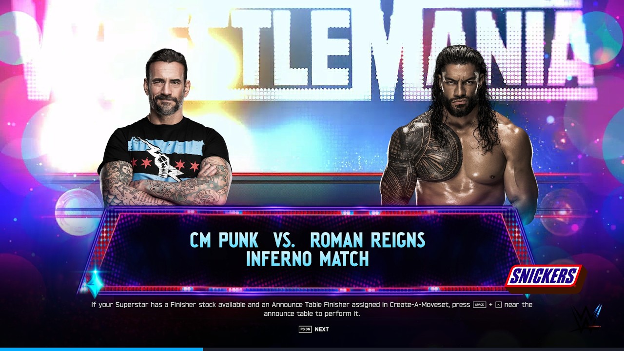 WWE2K26 ROMAN REIGNS VS CM PUNK INFERNO MATCH