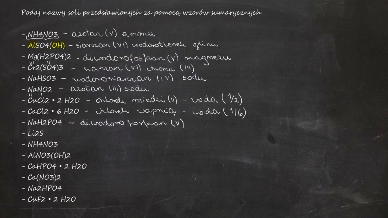 Podaj nazwy soli przedstawionych za pomocą wzorów sumarycznych- NH4NO3, AlSO4(OH), Mg(H2PO4)2