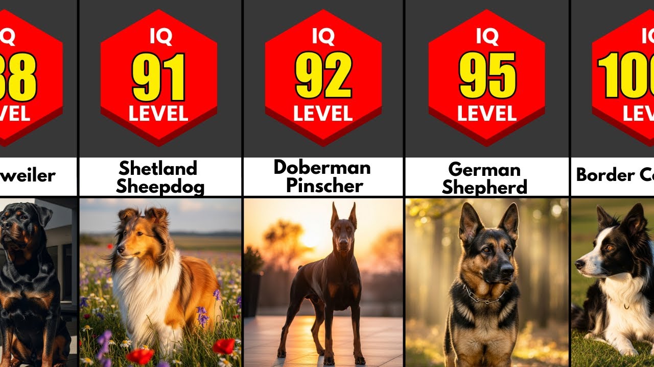 Top  Smartest Dog Breeds Ranked by IQ 🧠🐶 | Dog Intelligence Comparison