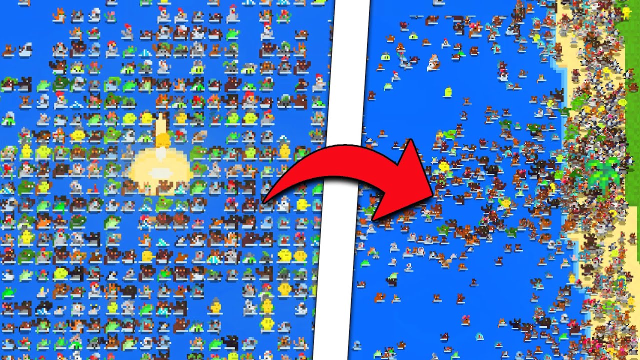 I Dropped 1,000 Of Every Species Into the Ocean! - Worldbox