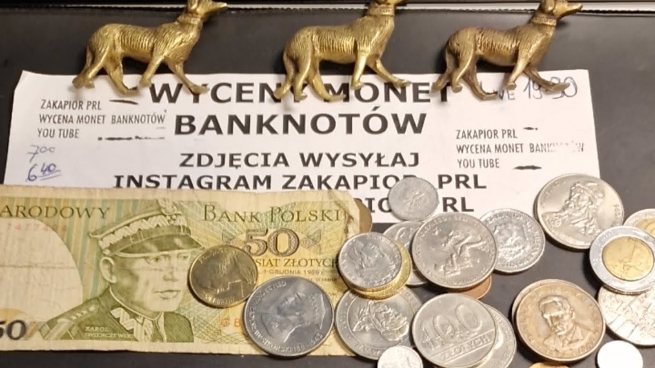 Wyceny monet banknotów i odpowiedzi.