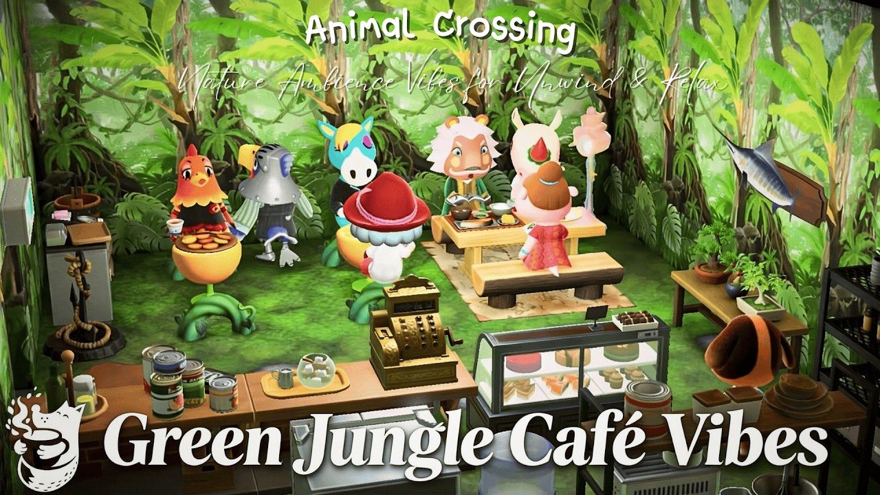 Green Jungle Café Vibes 🌿 Animal Crossing Nature Ambience Vibes for Unwind & Relax