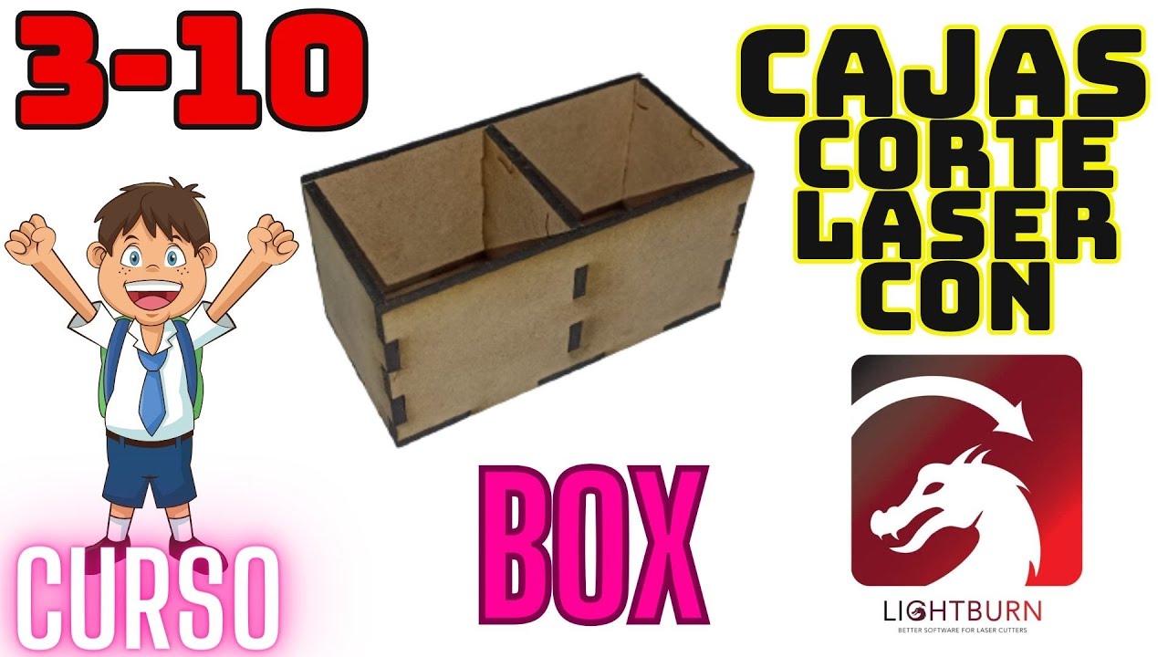 Como hacer tus propias cajas con divisiones corte y grabado láser LIGHTBURN! curso boxes 3 de 10