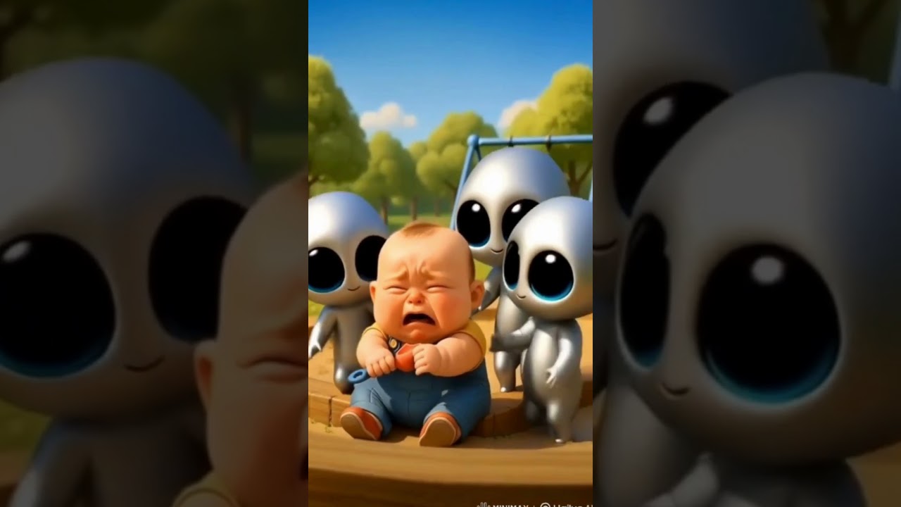 Baby Cries on Ground and Aliens Suddenly Appear | baby cry video 