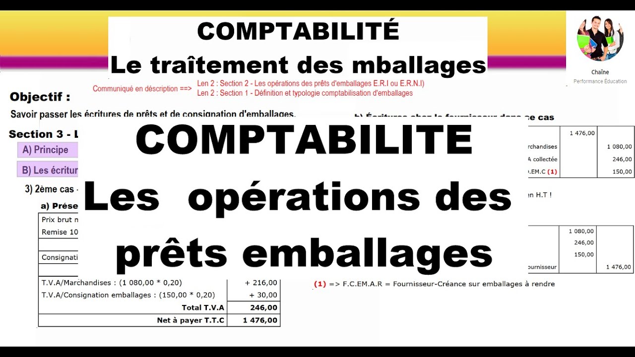Comptabilité - Les opérations des prêts d'emballages (E.R.I ou E.R.N.I)