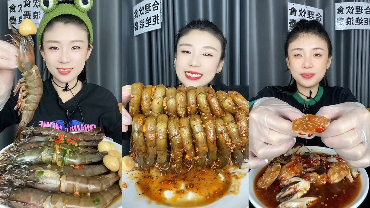 【Mukbang】Thai shrimp + spicy sauce shrimp + crab in sauce🦀🦐🧄🥜🍋🌶#Seafood#asmr#yummy