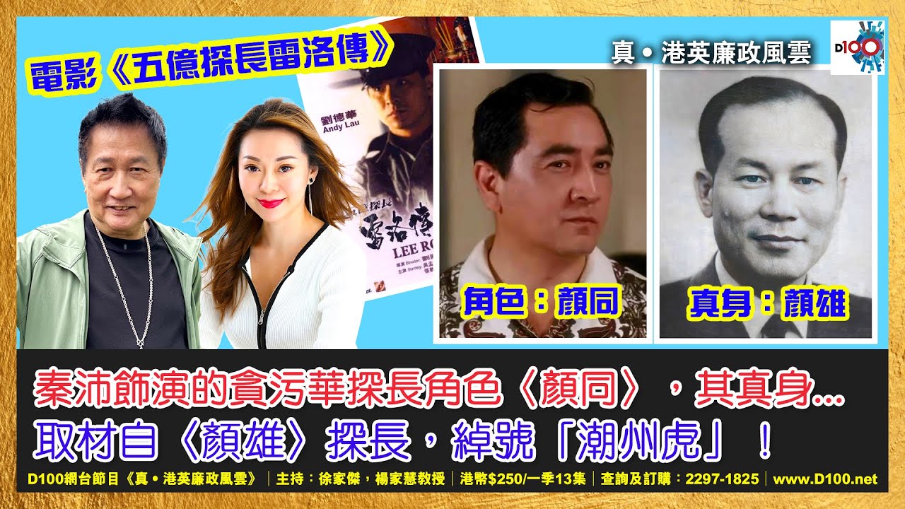 【精華】電影《五億探長雷洛傳》中，秦沛飾演的貪污華探長角色〈顏同〉，其真身取材自〈顏雄〉探長，綽號「潮州虎」！｜《真．港英廉政風雲》｜第42季 網台節目｜主持：徐家傑、楊家慧教授