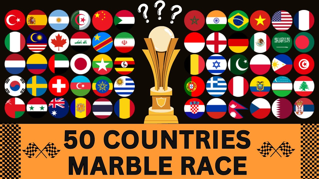 50 Countries with 49 Eliminations Epic Marble race in Algodoo - EP. 2