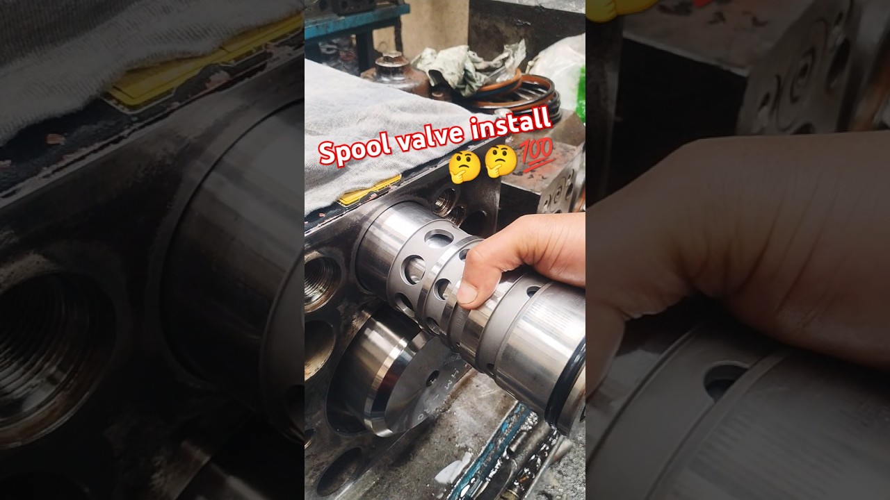 spool valve install in pistion body 😱🤔 #spoolvalve #breaker #hydraulicbreaker #hm #valvo #volvo210