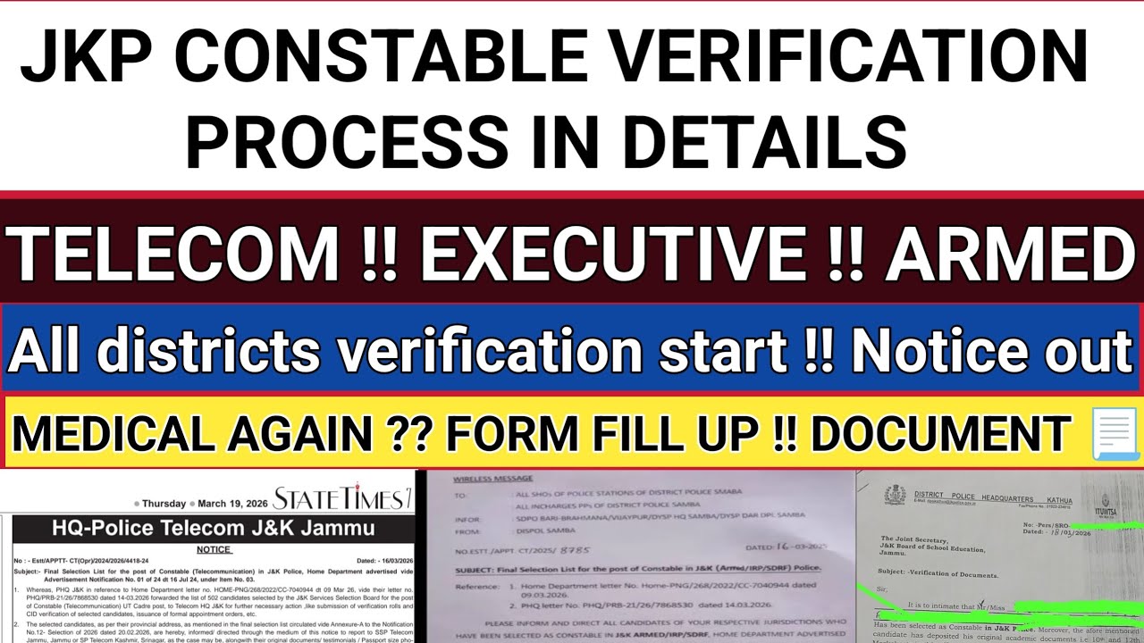 Jkp constable documents verification full process in details | jkp constable update 