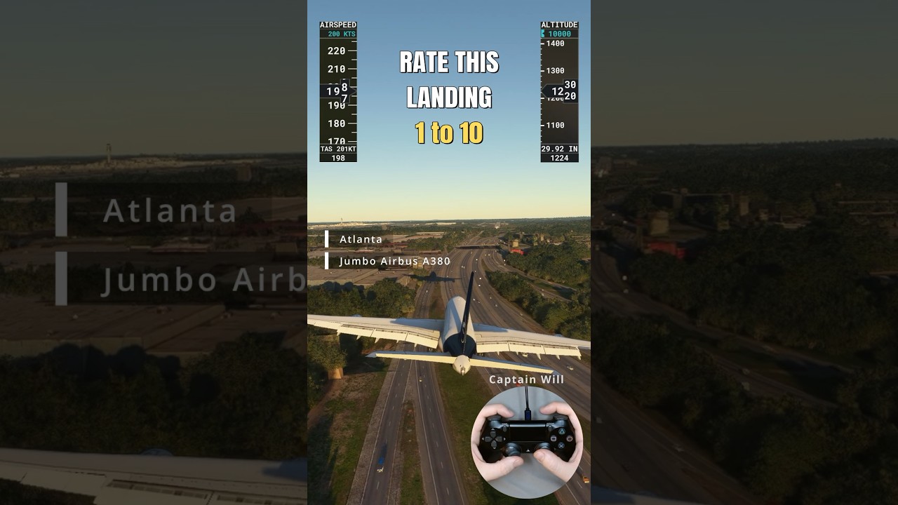 Пилот пытается совершить опасное низкое сближение A380 с Атлантой &mdash; Microsoft Flight Simulator 2020