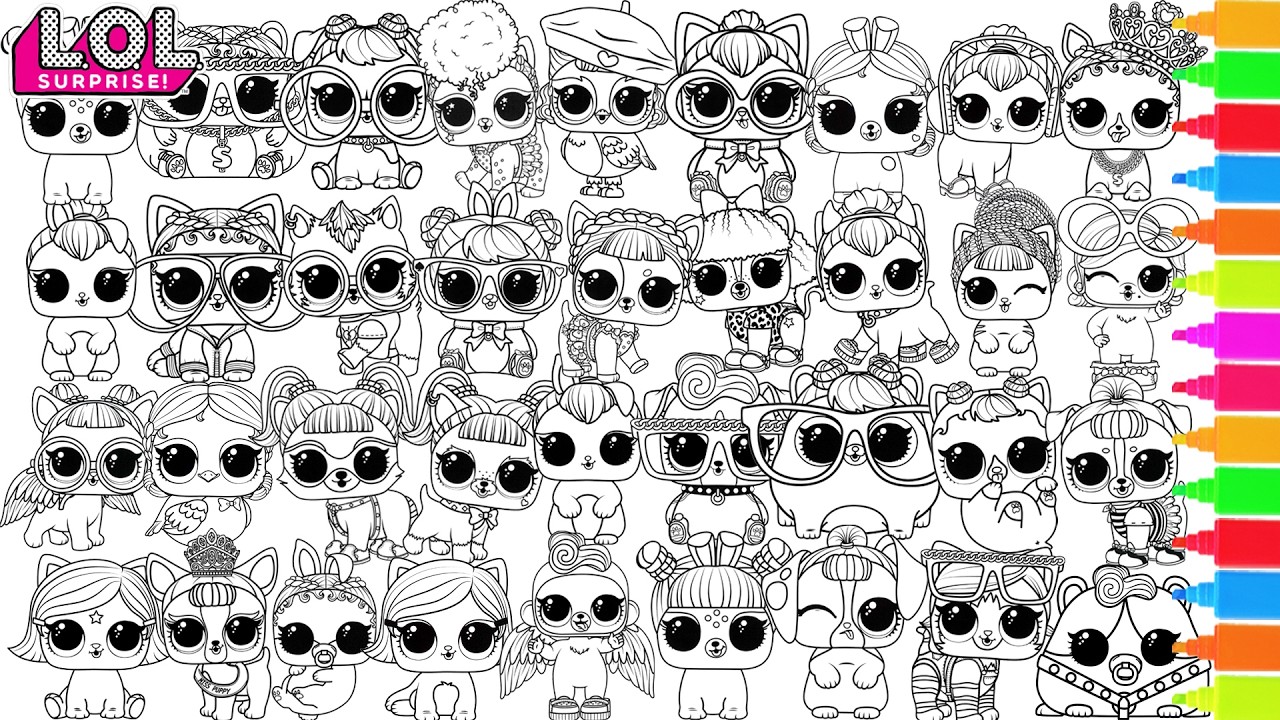 LOL Surprise Pets Coloring Book Page Compilation Neon Kitty L.O.L. Surprise! Dolls HAPPILY SNOWBALL